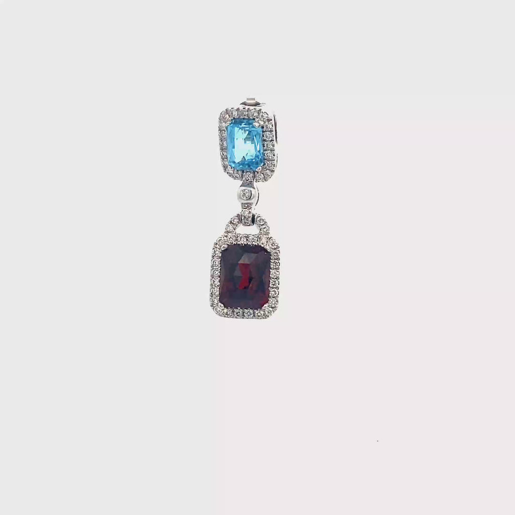 18k White Gold Swiss Blue & Mozambique White Diamonds Pendant