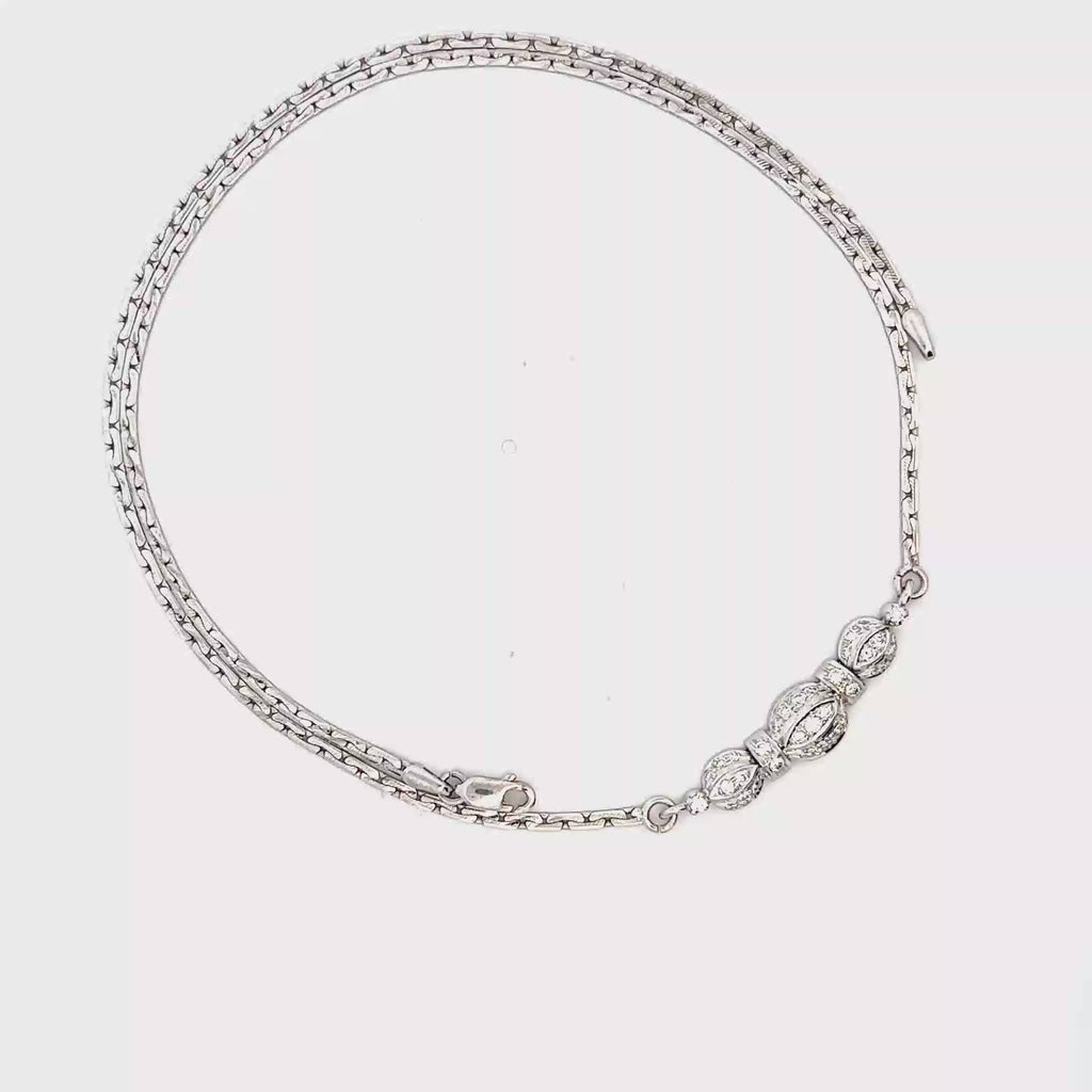 Elegant White Gold with White Diamonds  Necklace