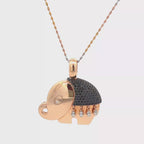 18k Yellow Gold White Diamonds & Black Sapphire Pendant