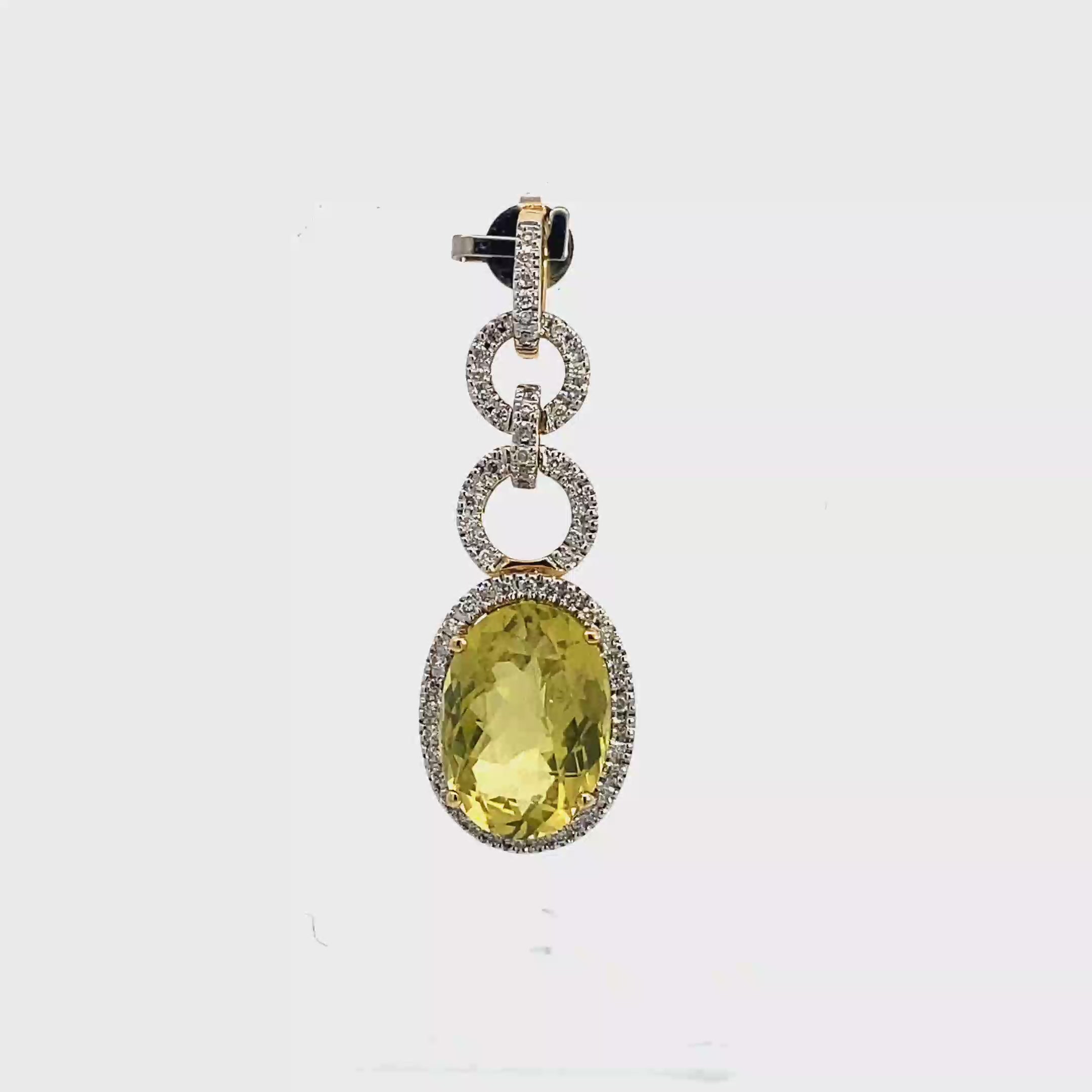 18k Yellow Gold Lemon & White Diamonds Pendant