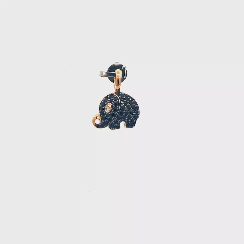 18k Pink Gold Black Sapphire & White Diamonds Pendant