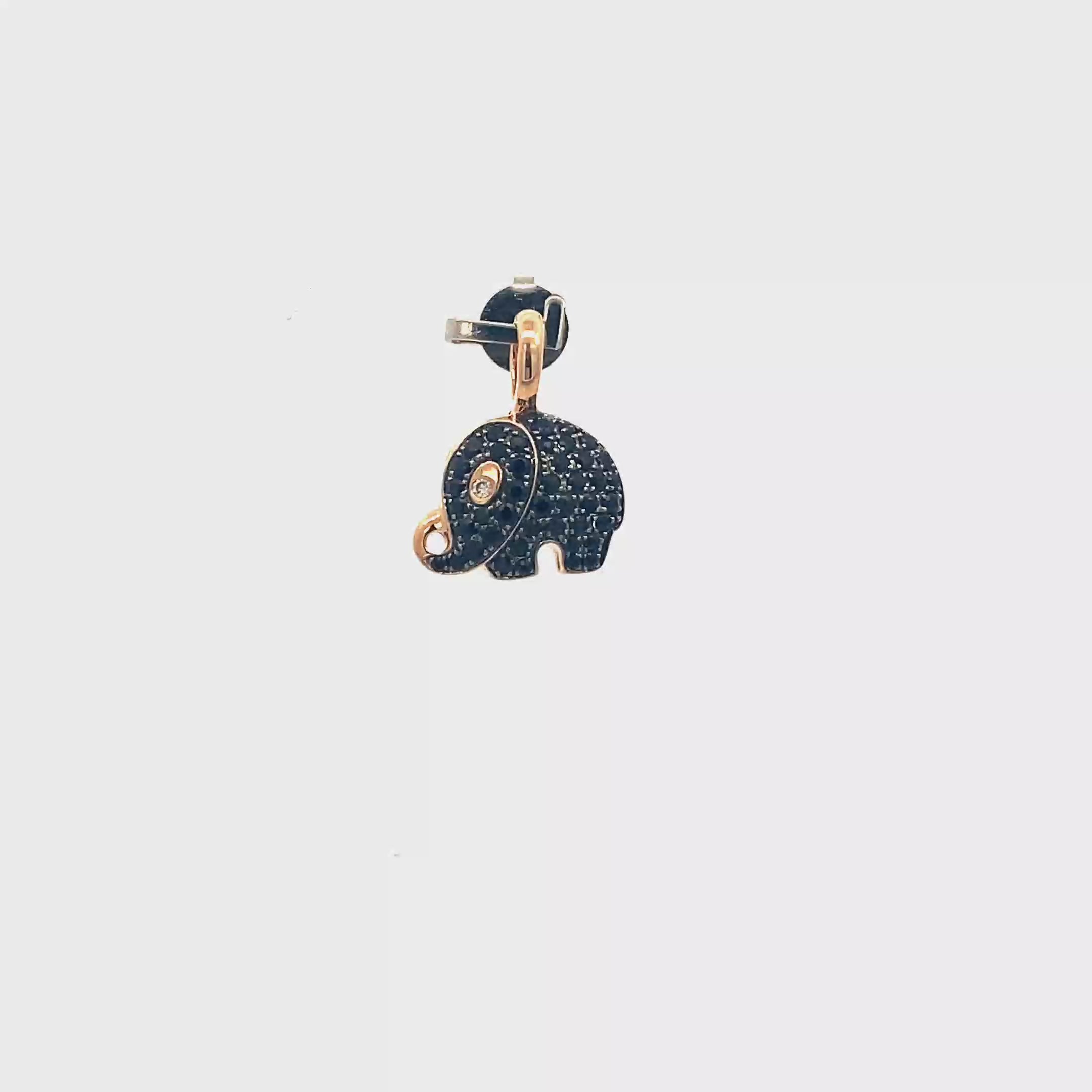 18k Pink Gold Black Sapphire & White Diamonds Pendant