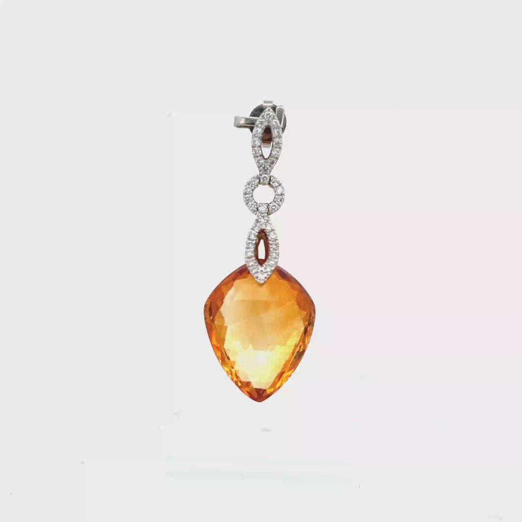 18k Yellow Gold Citrine & White Diamonds Pendant