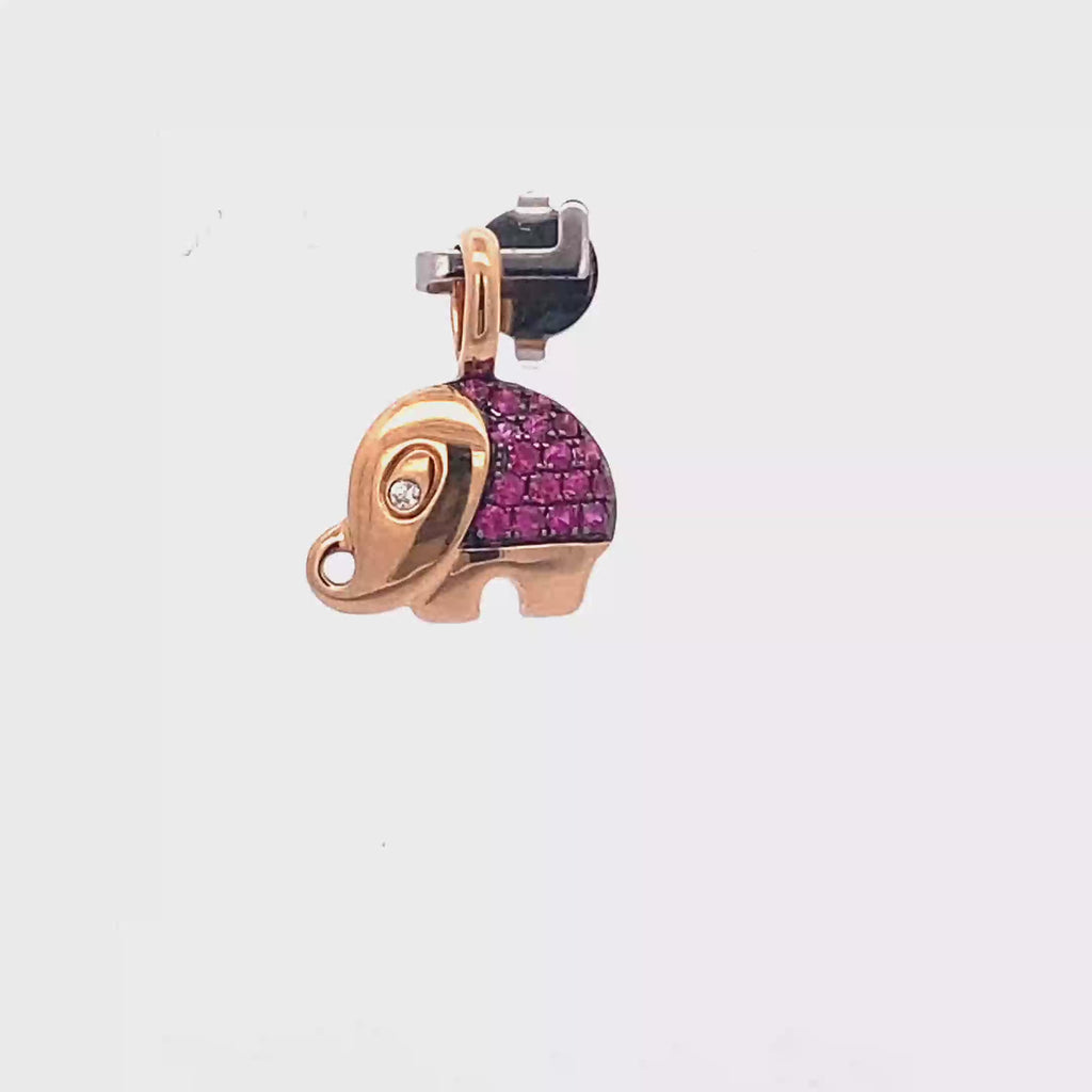 18k Yellow Gold Ruby & White Diamonds Pendant