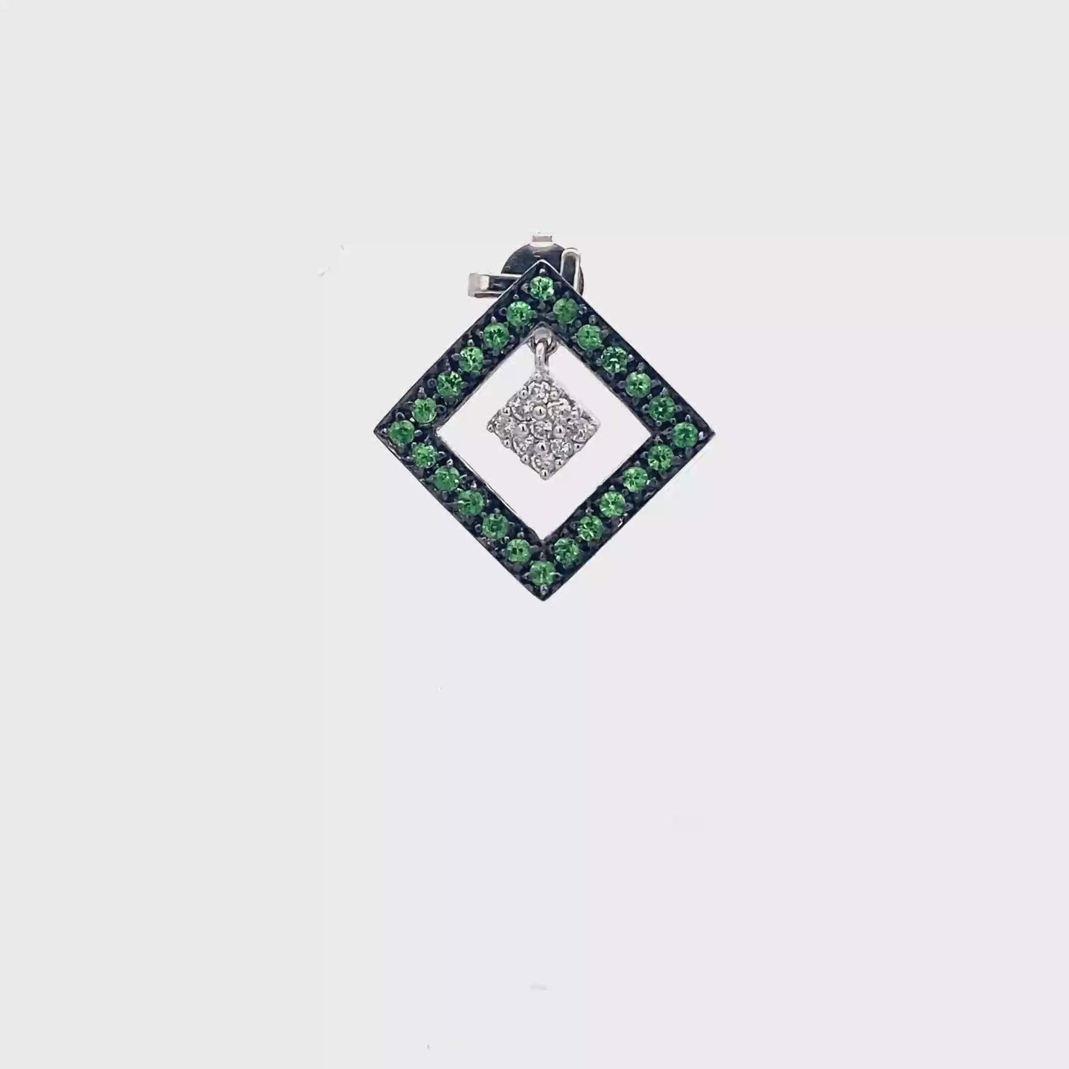 18k White Gold Tsavorites & White Diamonds Pendant