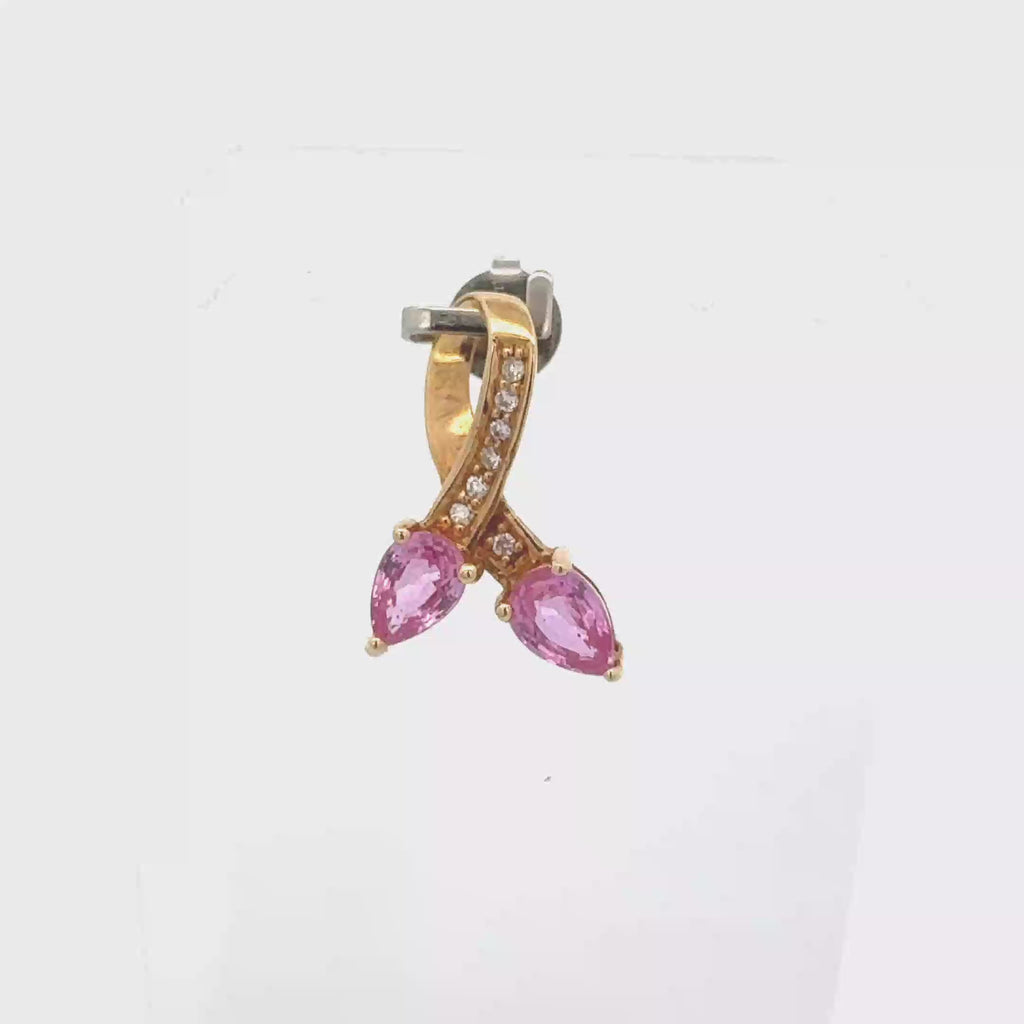 18k Pink Gold Pink Sapphire & White Diamonds Pendant