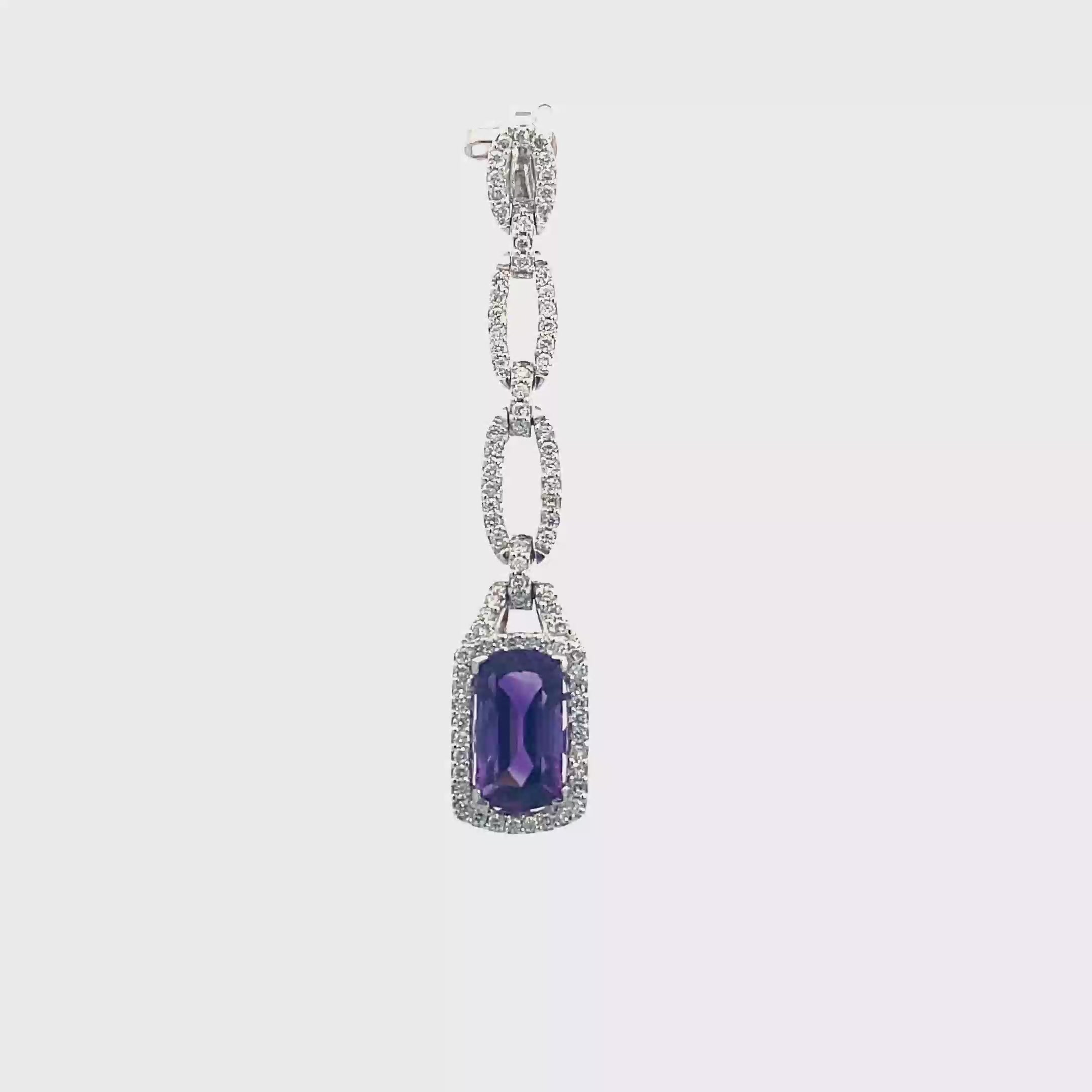 18k White Gold Amethyst & White Diamonds Pendant