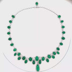 18k White Gold Emerald & White Diamonds Necklace