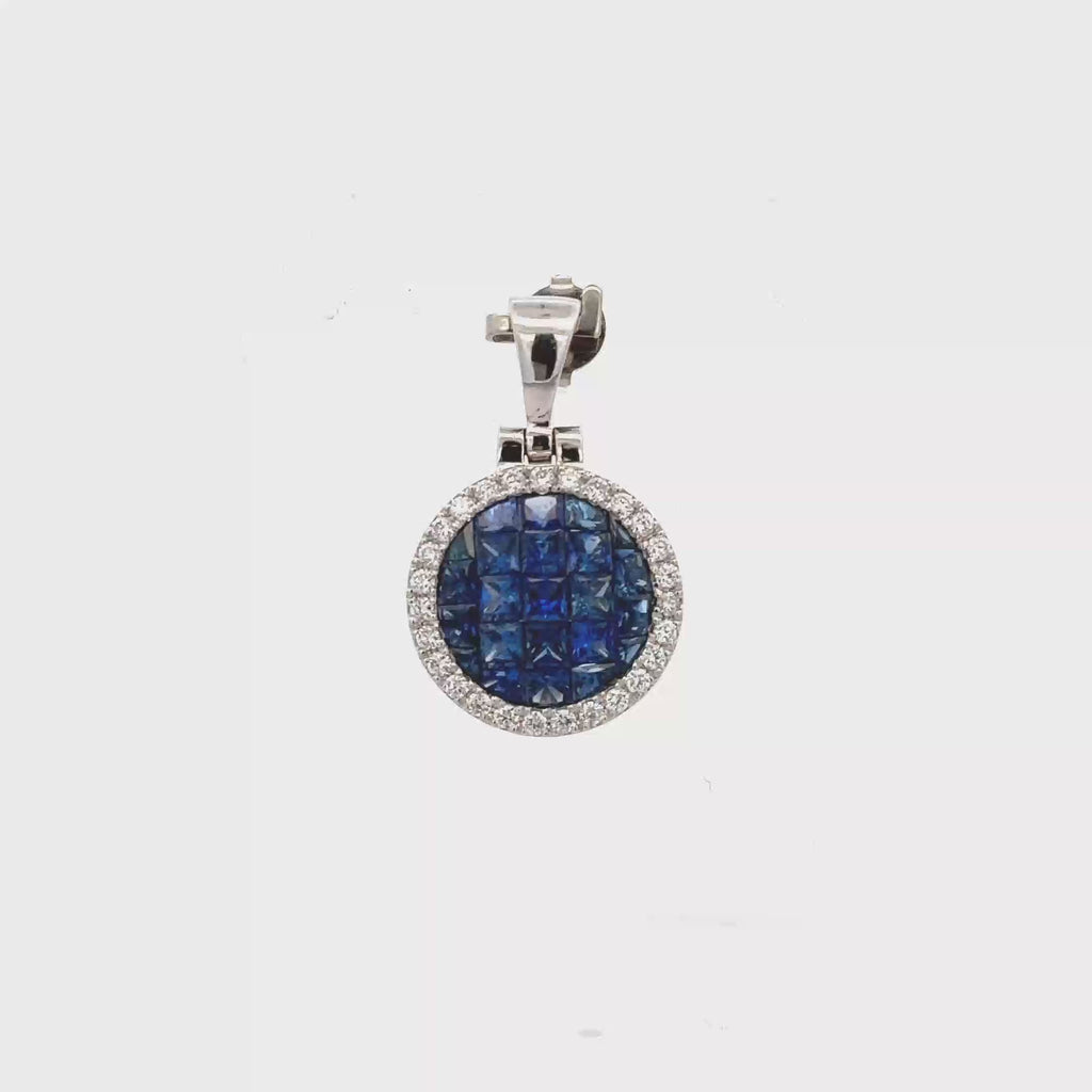 18k White Gold Sapphire & White Diamonds Pendant
