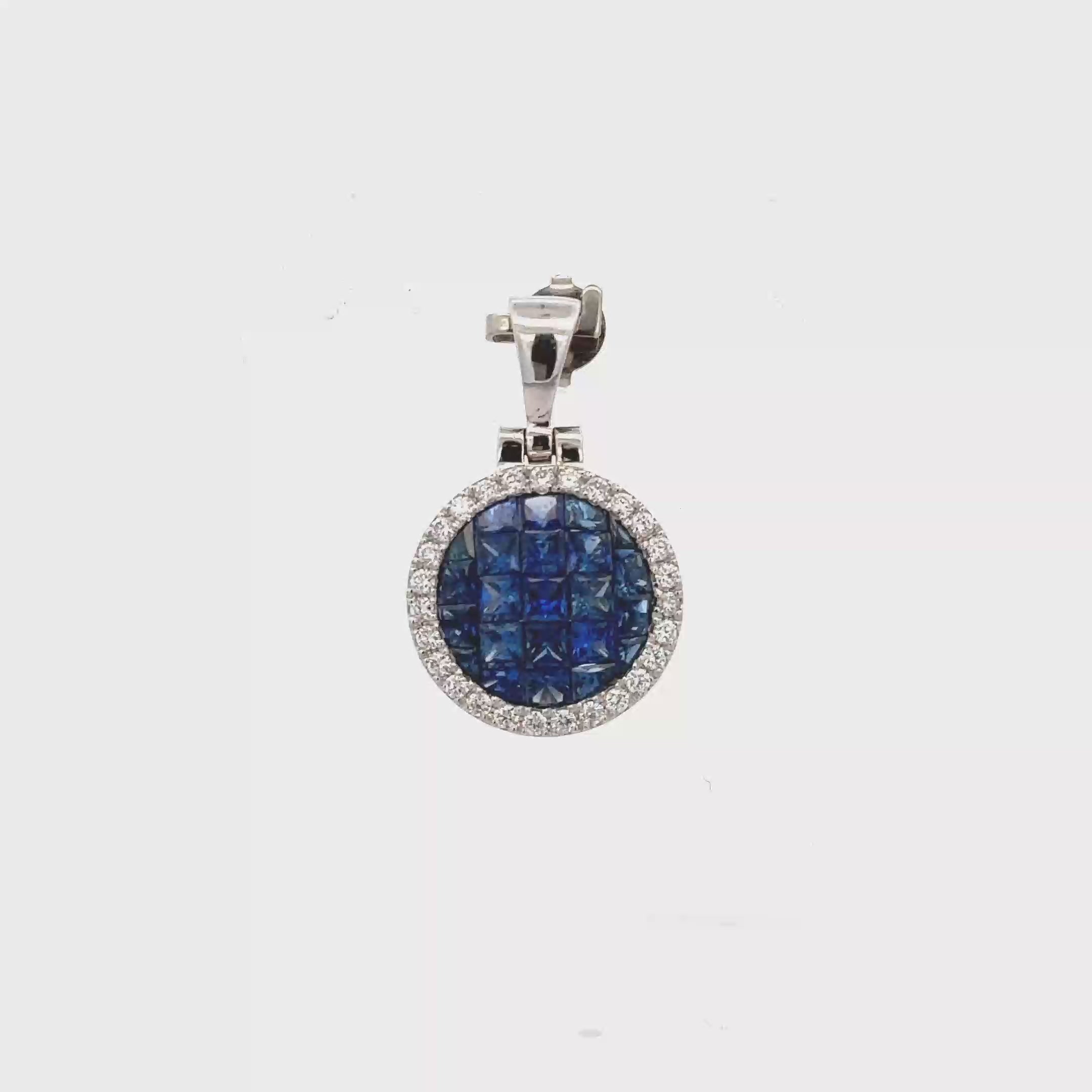 18k White Gold Sapphire & White Diamonds Pendant