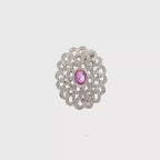 18k White Gold Pink Sapphire & White Diamonds Brooch & Pendant
