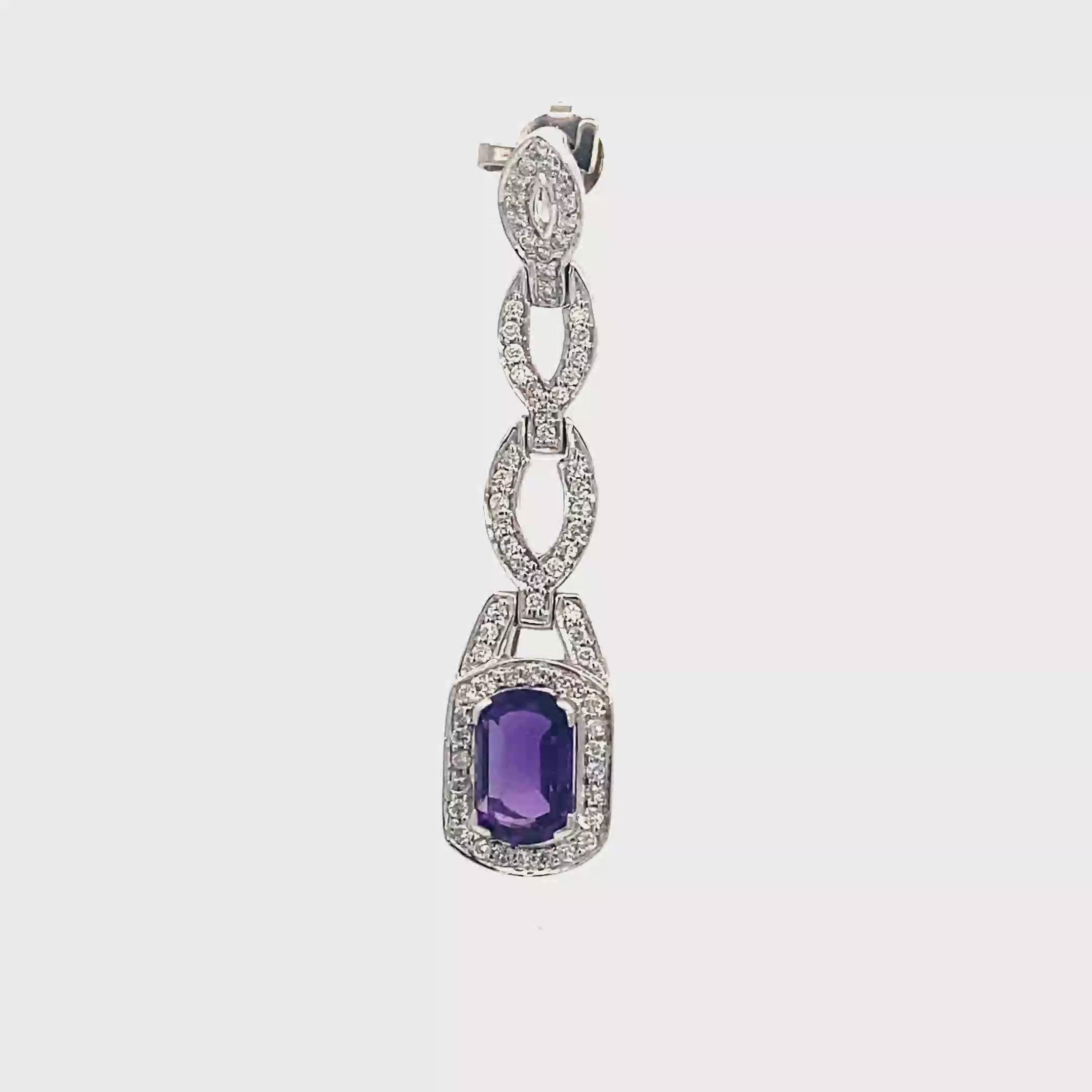 18k White Gold Amethyst & White Diamonds Pendant