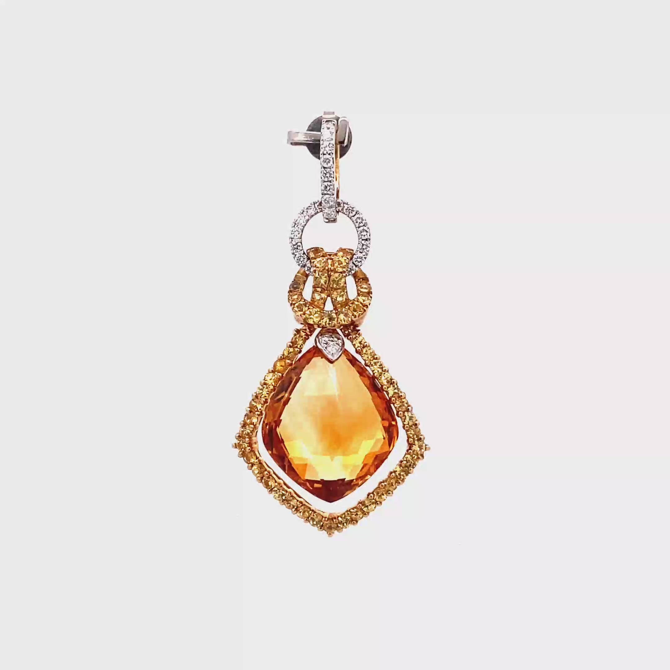 18k Yellow Gold Citrine & Yellow Sapphire & White Diamonds Pendant