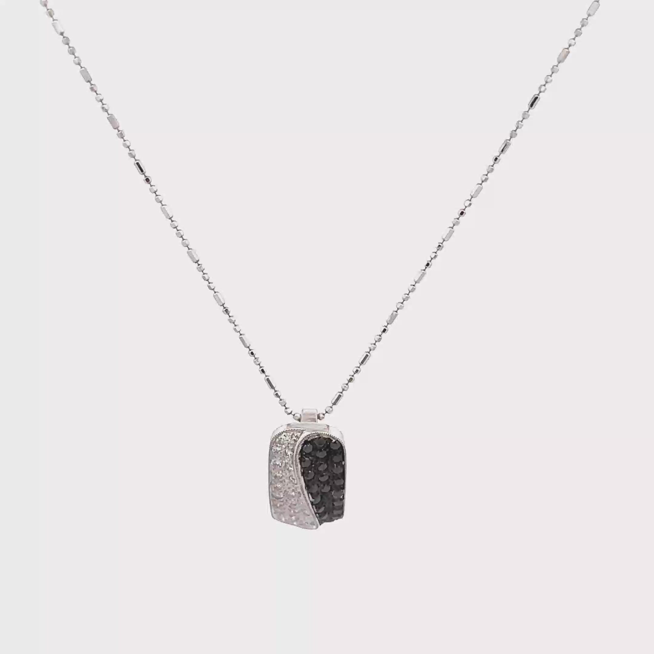 18k White Gold, Black & White Diamond Pendant