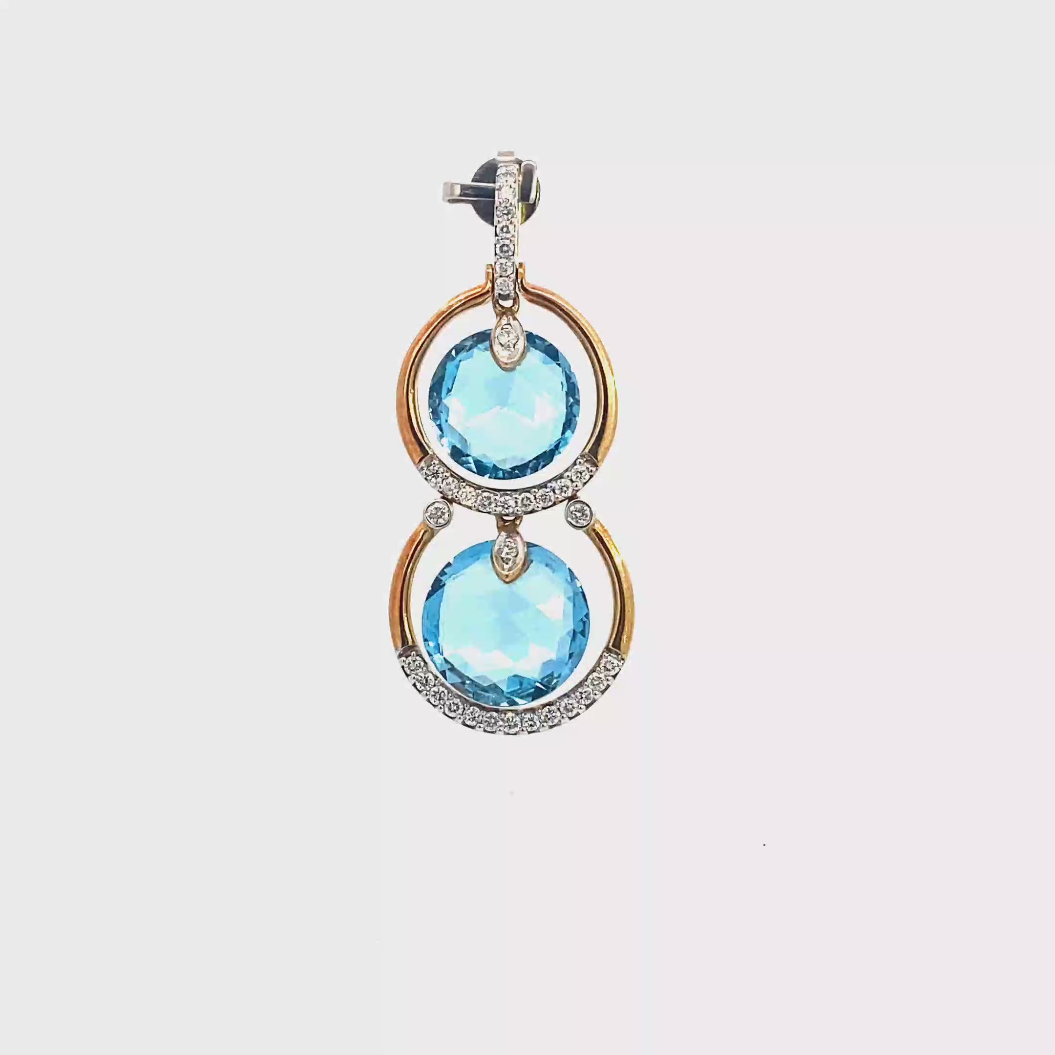 18k Yellow Gold Swiss Blue & White Diamonds Pendant