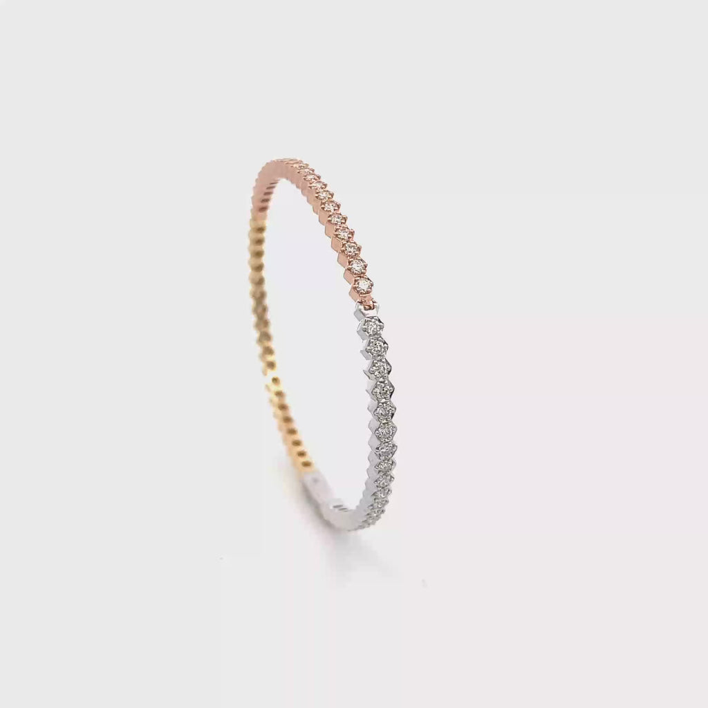 18k White & Pink & Yellow Gold White Diamonds Bangles