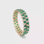 18k Yellow Gold Emerald & White Diamonds Bangles