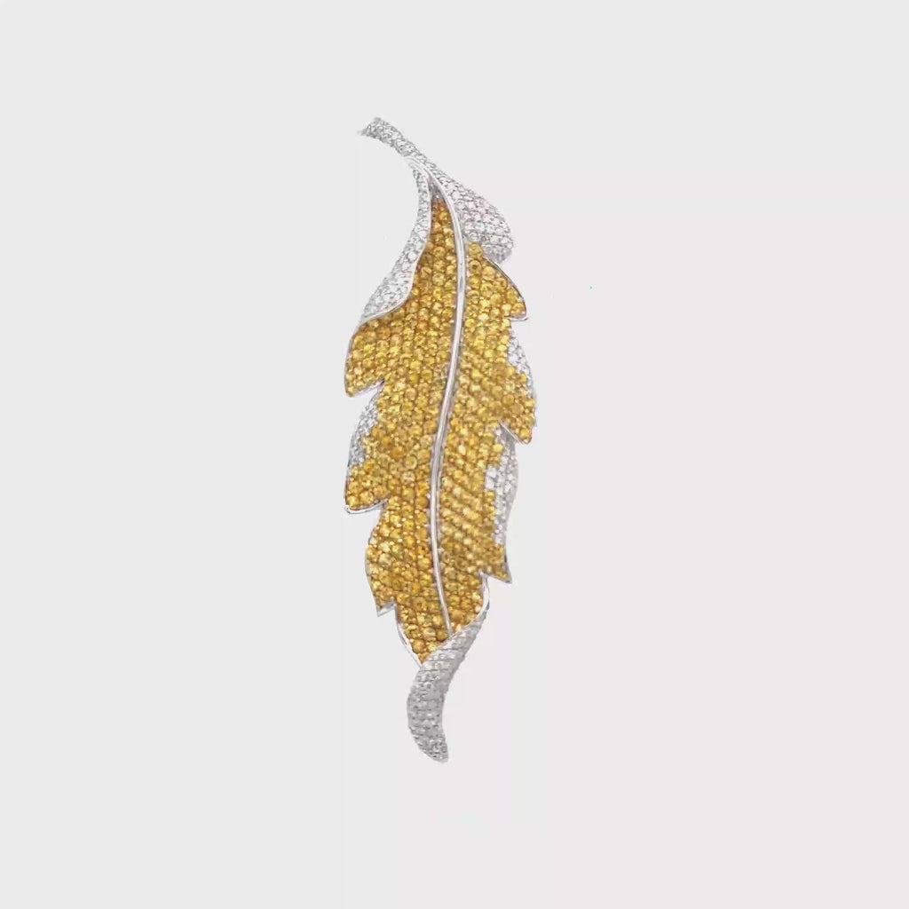 18k White Gold Yellow Sapphire & White Diamonds Brooches