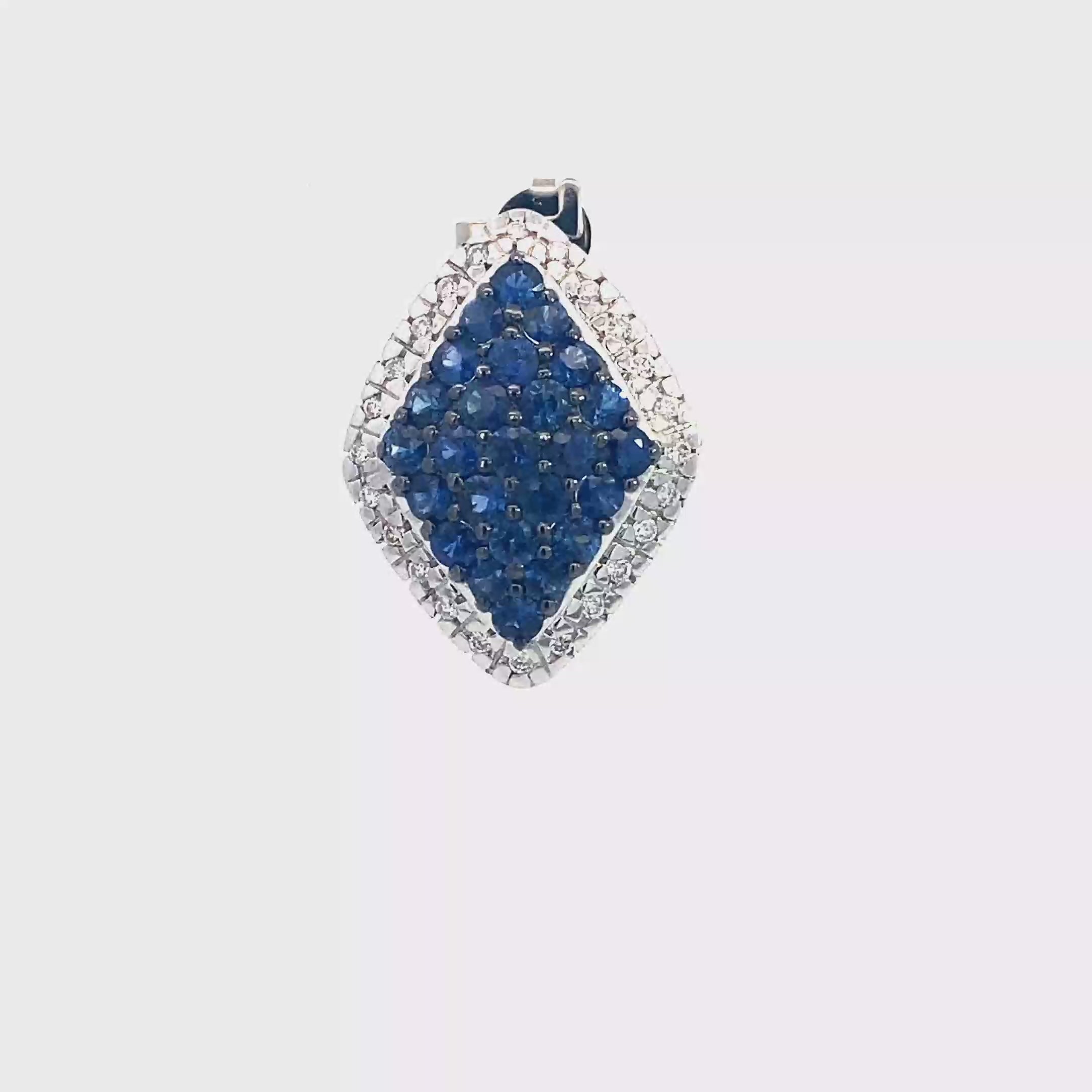 18k White Gold Sapphire & White Diamonds Pendant