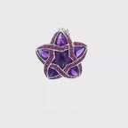 Intertwined Star Amethyst Charm Pendant in White Gold