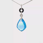 18k White Gold Swiss Blue & Onyx White Diamonds Pendant
