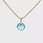 18k Yellow Gold Pendant with Swiss Blue Topaz, White Diamonds