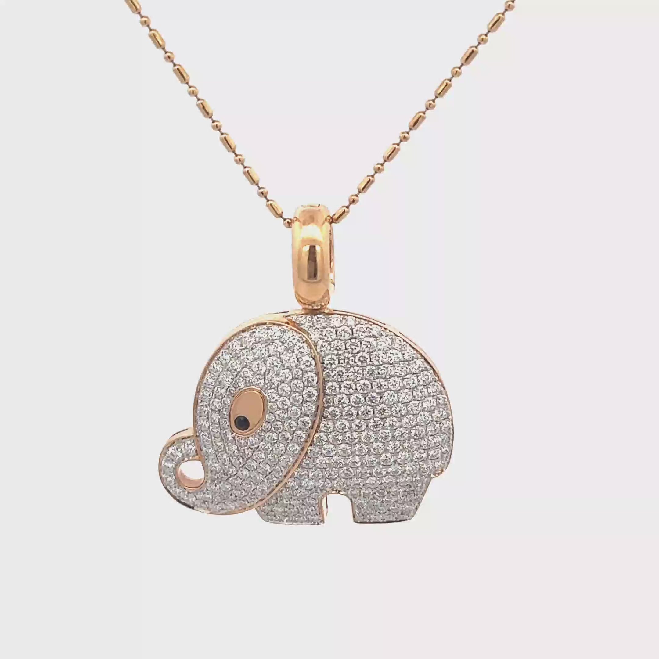 18k Yellow Gold White Diamonds & Black Sapphire Pendant