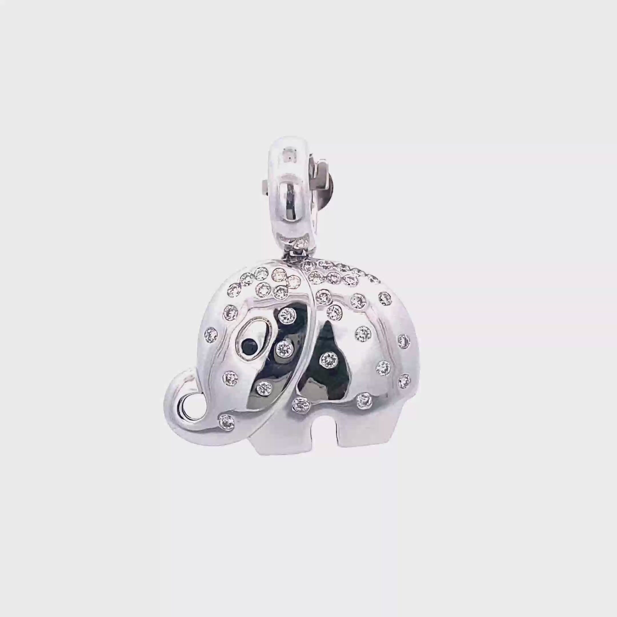 18k White Gold White Diamonds & Black Sapphire Pendant