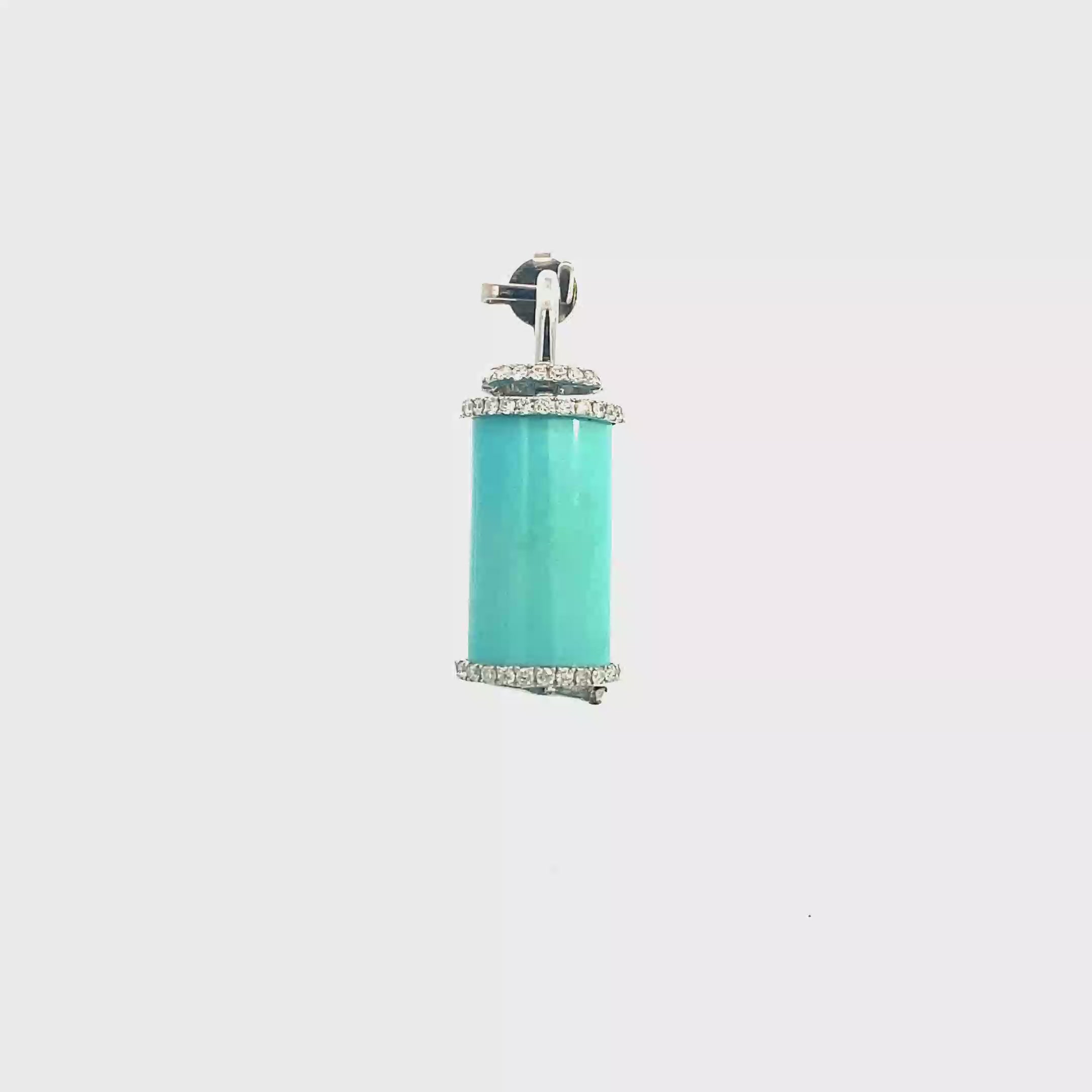 18k White Gold Turquoise & White Diamonds Pendant
