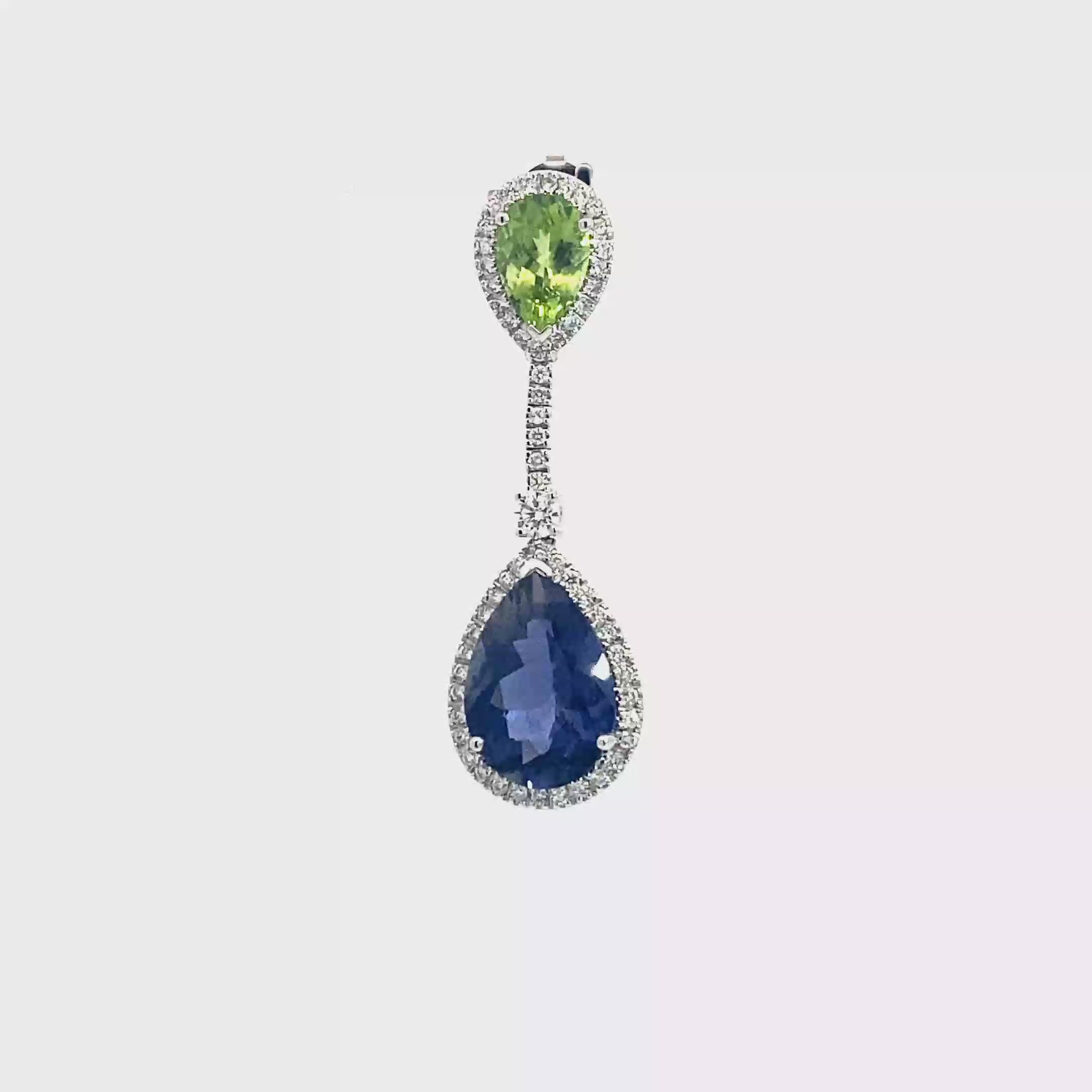 18k White Gold Peridot & Iolite White Diamonds Pendant