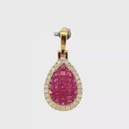 18k Yellow Gold Ruby & White Diamonds Pendant