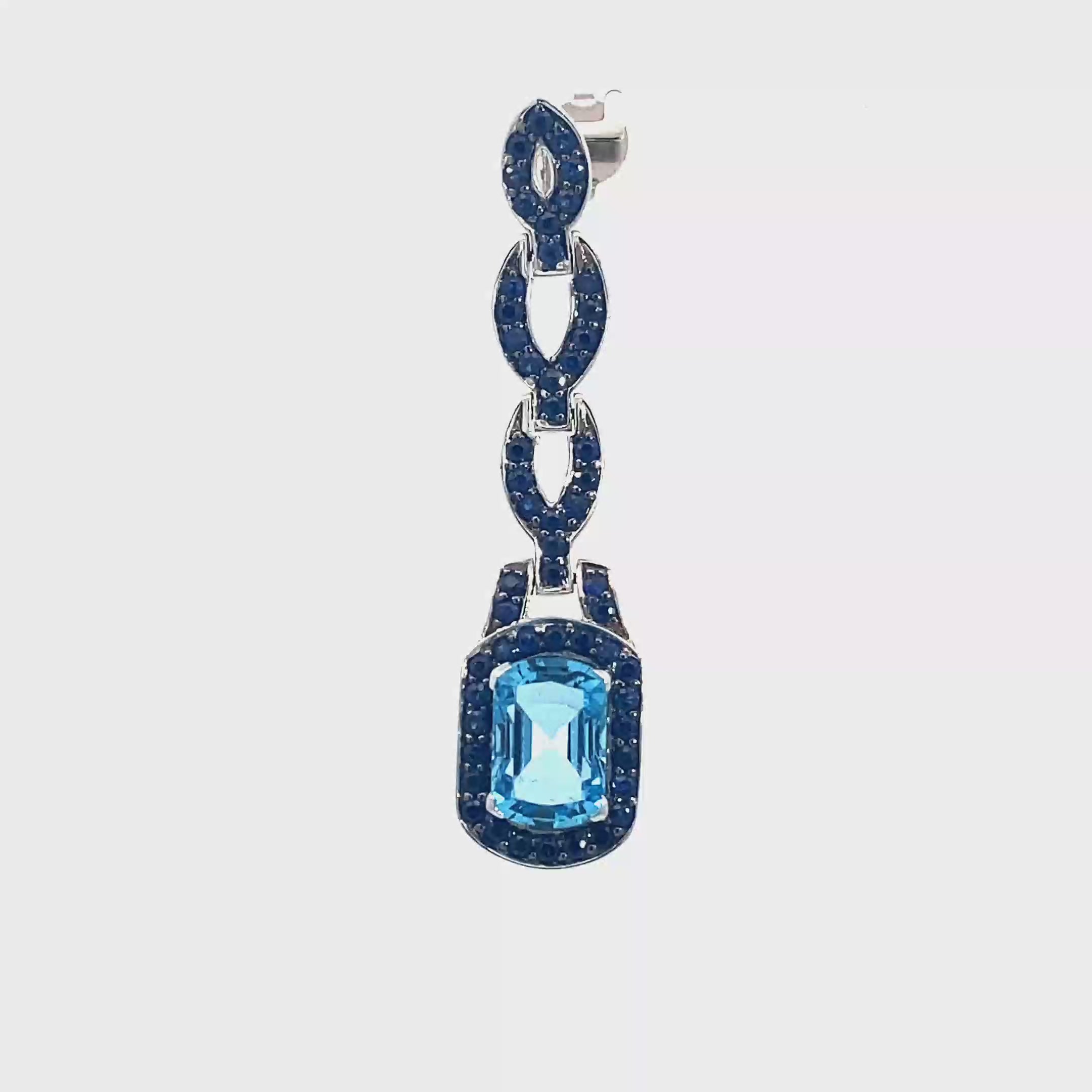 18k White Gold Sapphire & Swiss Blue Pendant