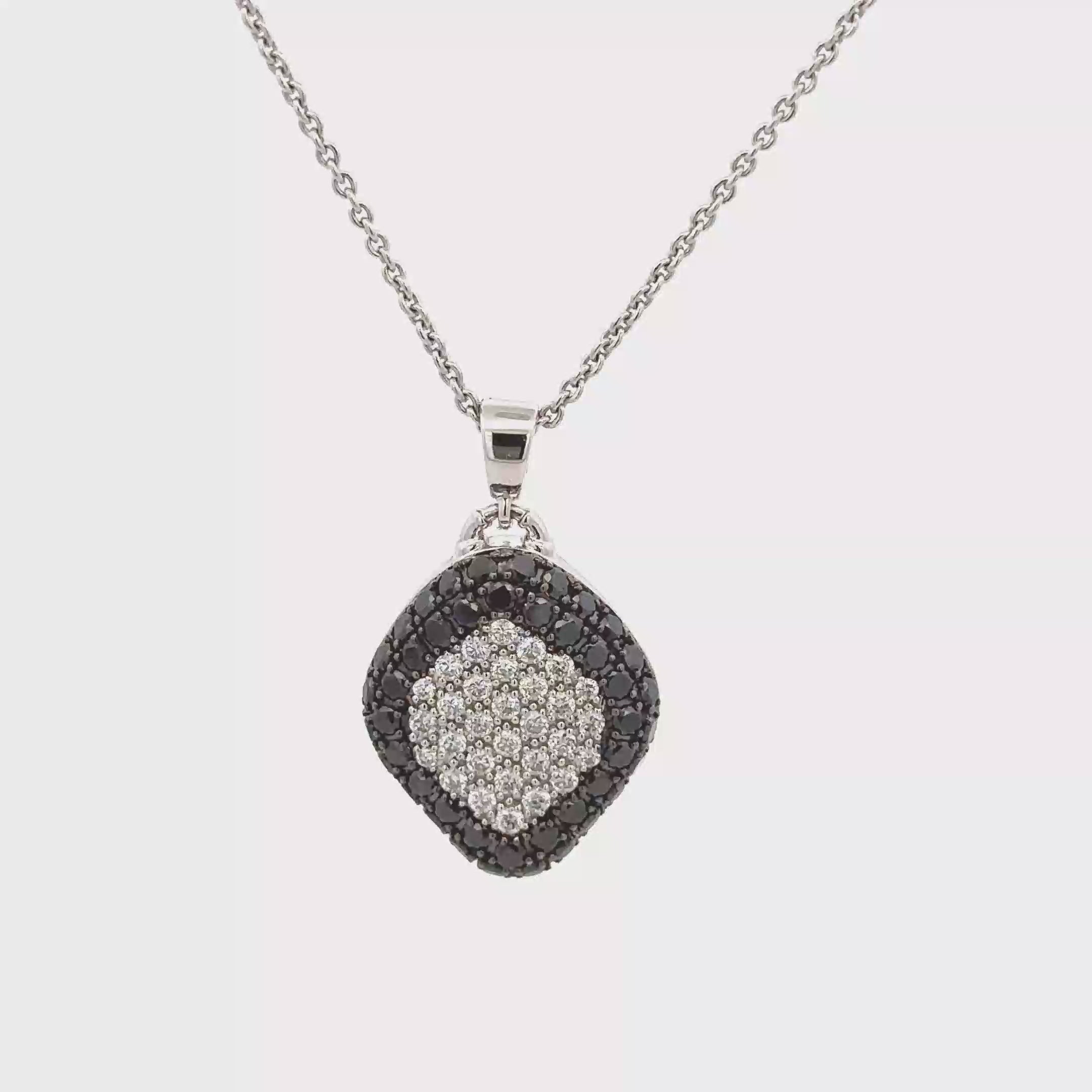 18k White Gold White Diamonds & Black Diamonds Pendants