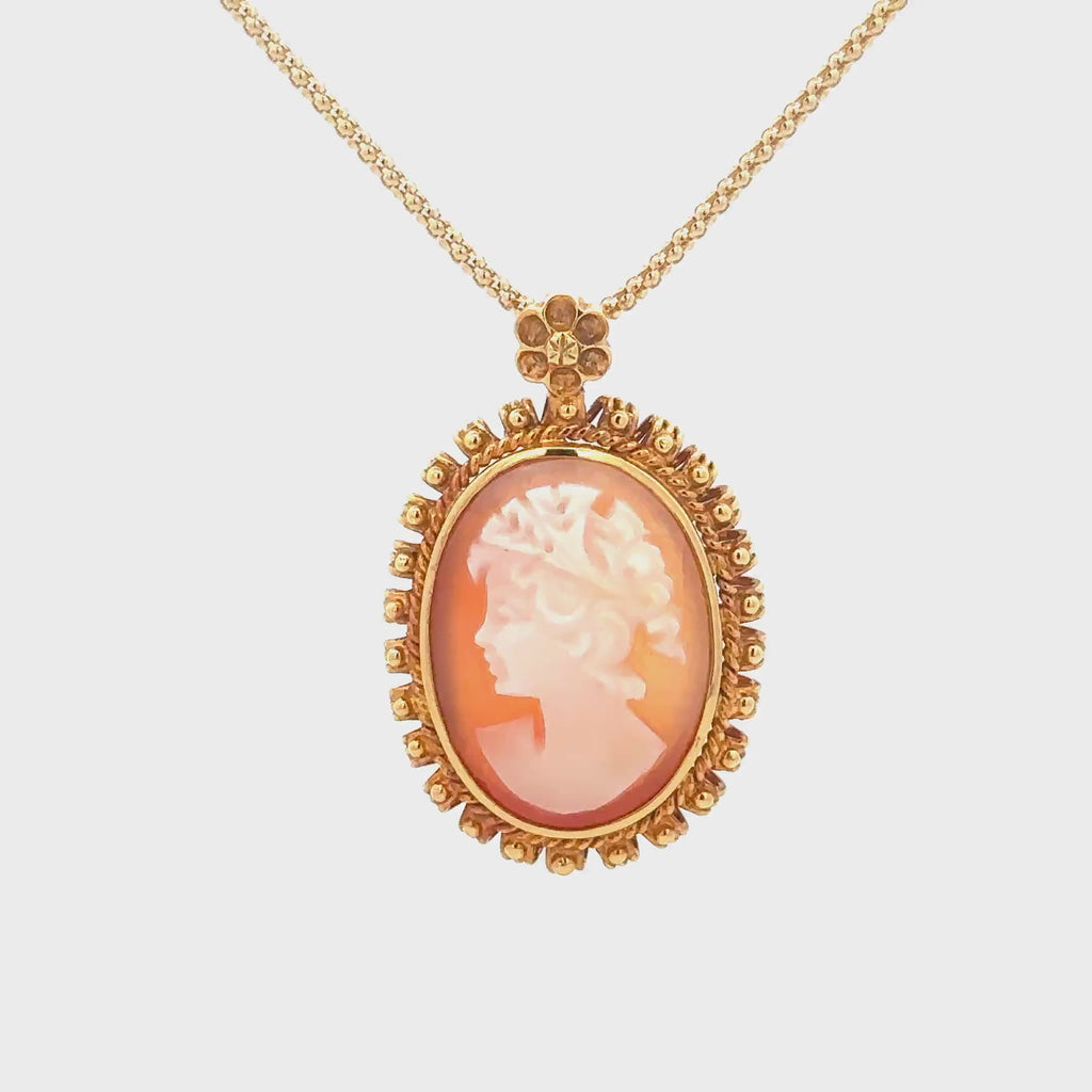 22k Yellow Gold Orange Cameo Pendant