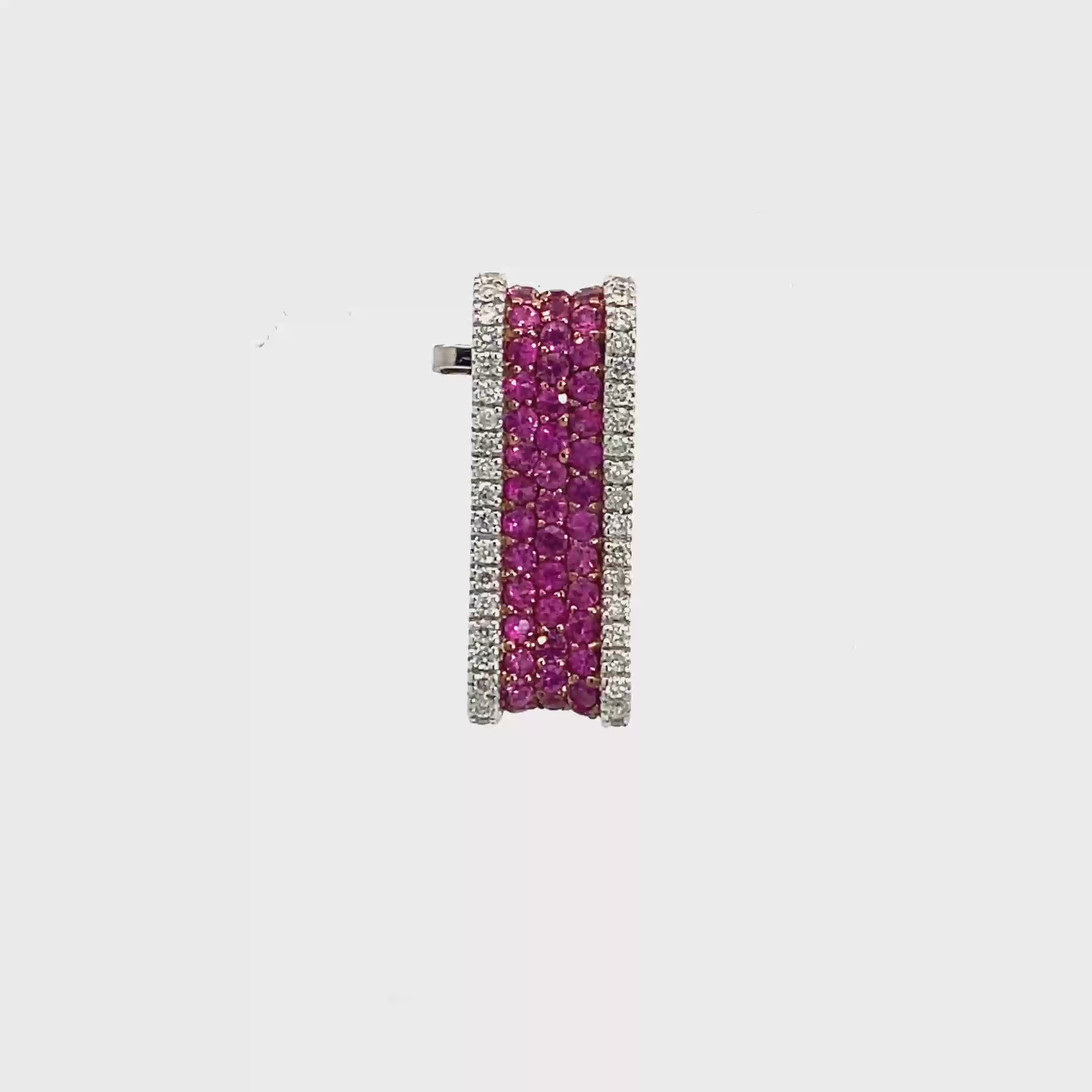 18k White Gold Pink Sapphire & White Diamonds Pendant