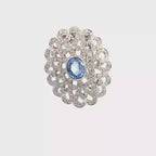 18k White Gold Blue Sapphire & White Diamonds Brooch & Pendant