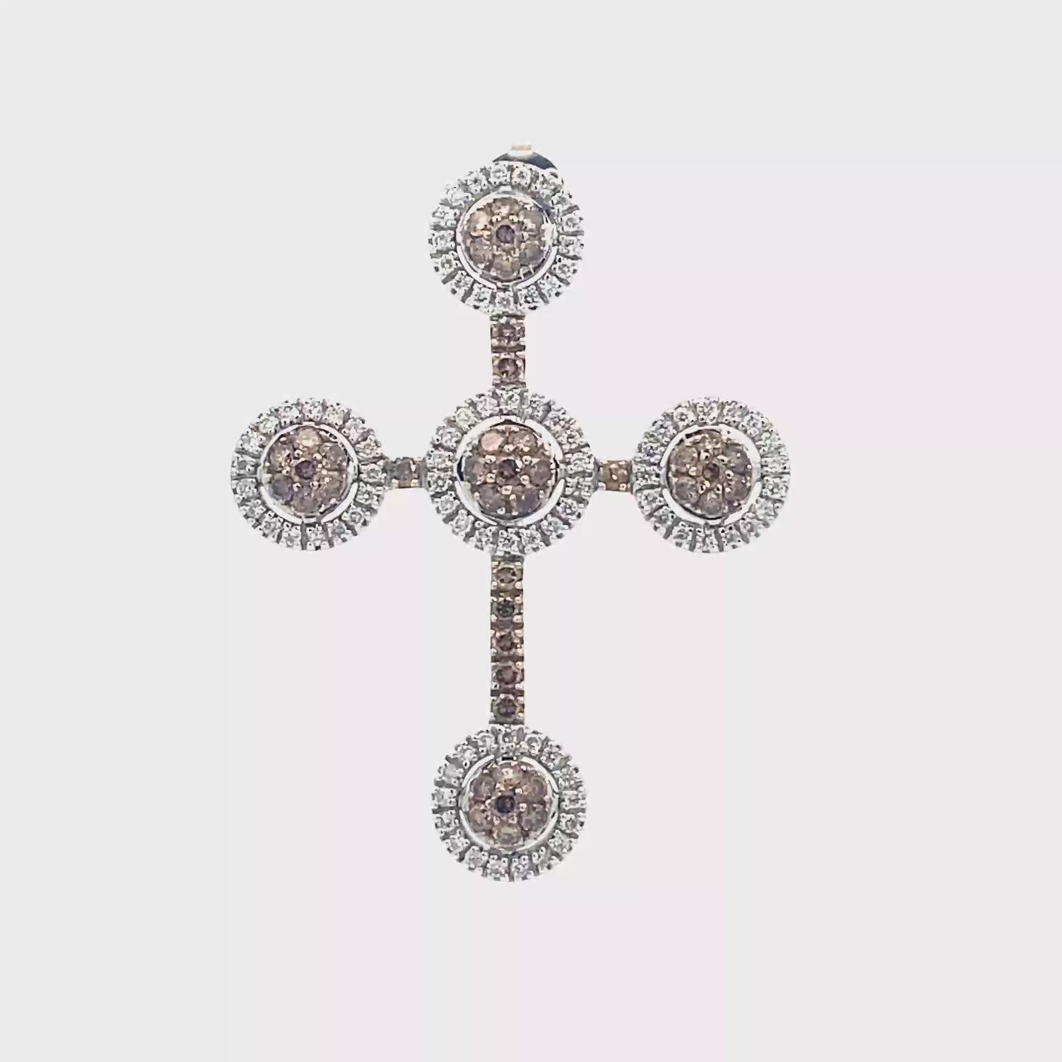 18k White Gold Brown Diamonds & White Diamonds Pendant