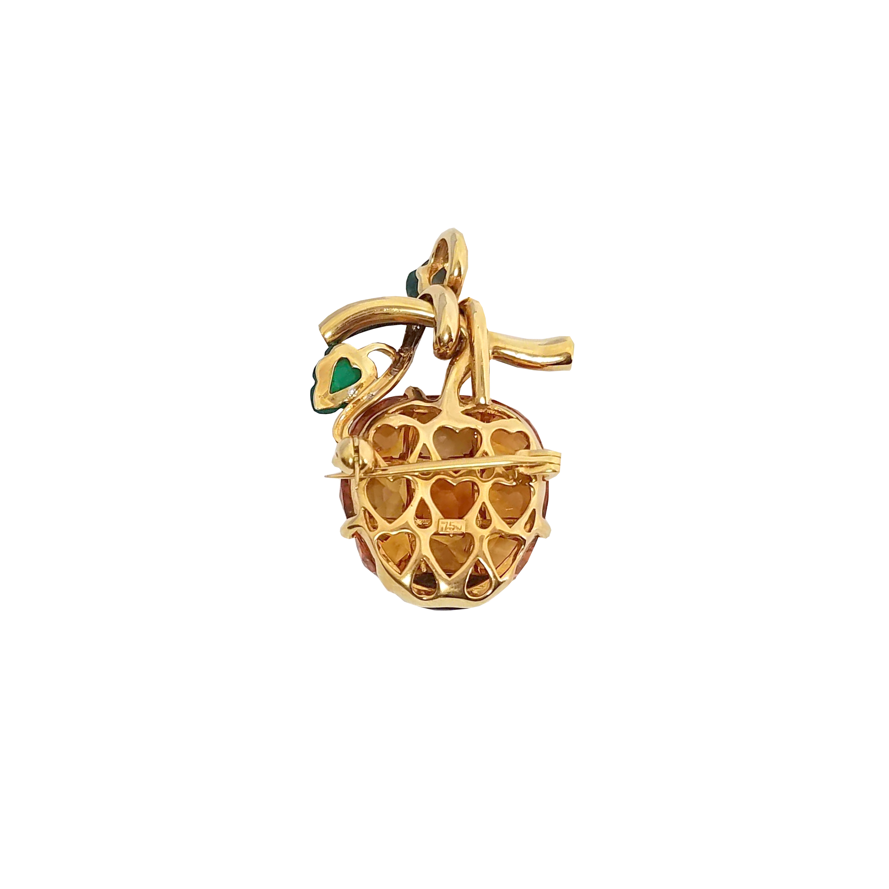 18k Yellow Gold Citrine & White Diamonds Brooch & Pendant