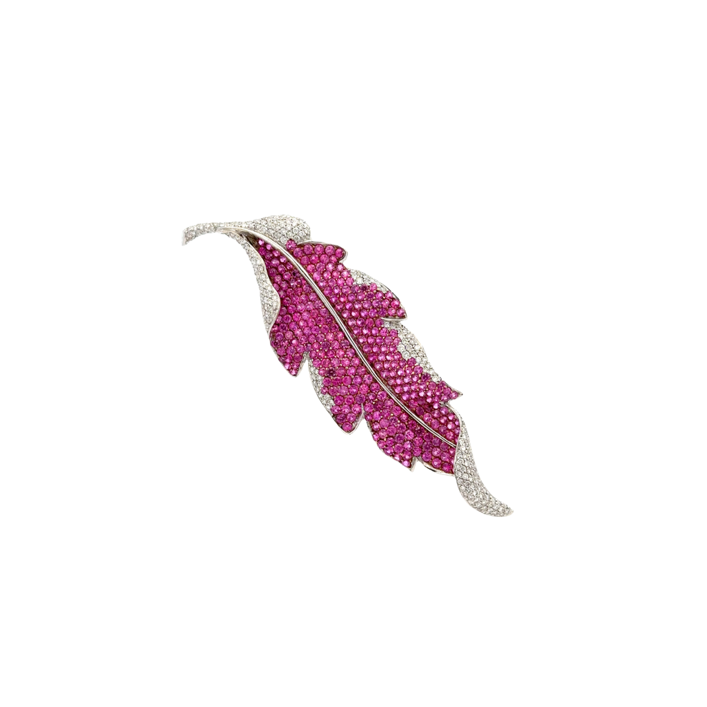 18k White Gold Pink Sapphire & White Diamonds Brooches