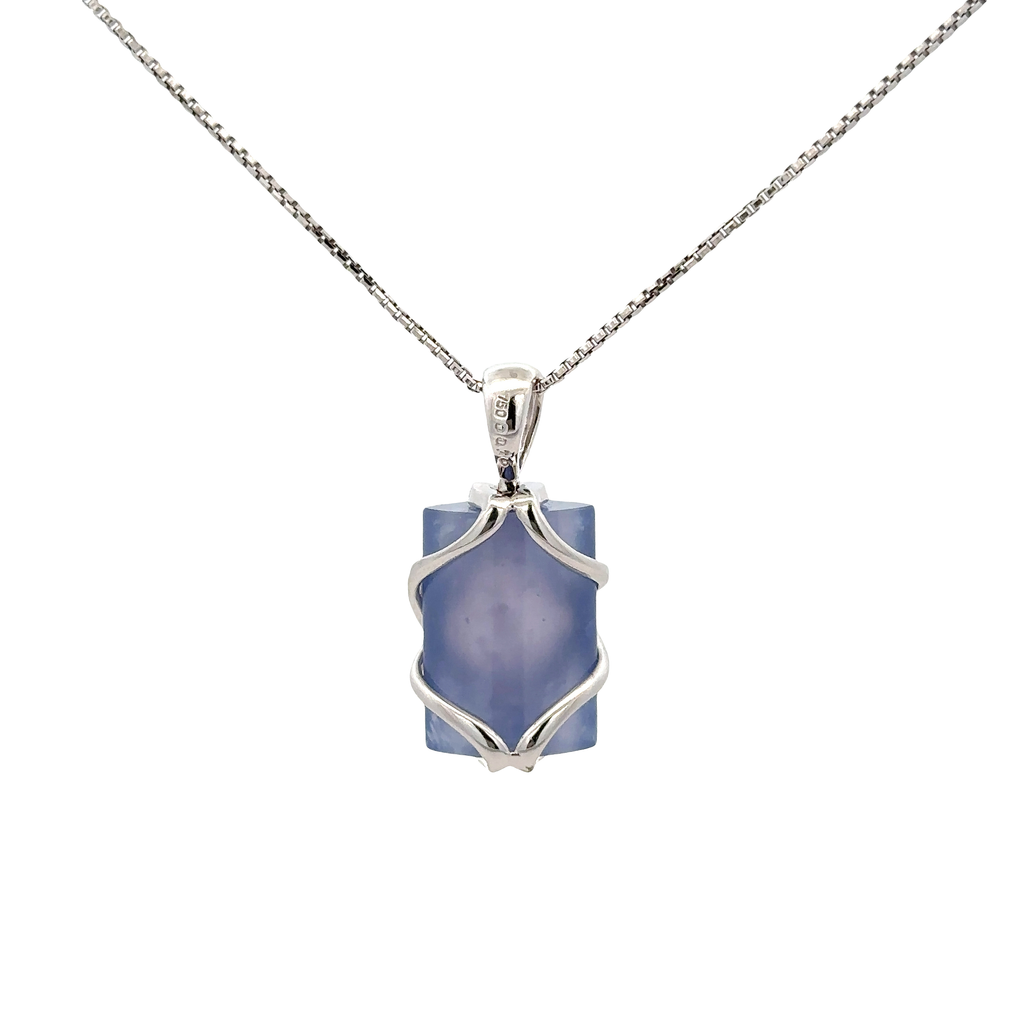 18k White Gold Chalcedony & White Diamonds Pendant
