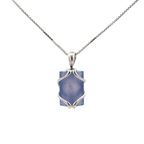 18k White Gold Chalcedony & White Diamonds Pendant