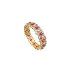 18k Yellow Gold Ruby & White Diamonds Bangle