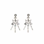18k White Gold Earrings With Aquamarine and White Diamonds